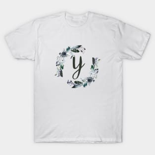 Floral Monogram Y Dark Bohemian Flora T-Shirt